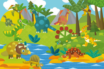 Cartoon dinosaur land - illustration for the children
