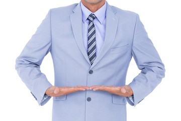  Businessman walking while gesturing with hands