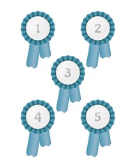 five award ribbons