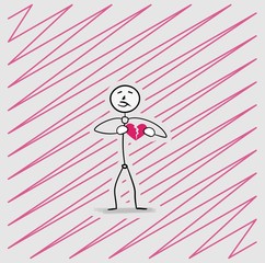 man tears his broken heart