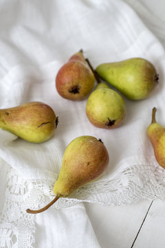 Pears on White Wooden Table