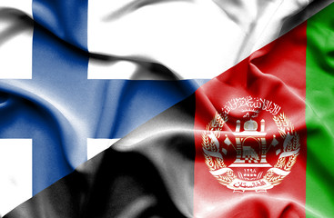 Waving flag of Afghanistan and Finland