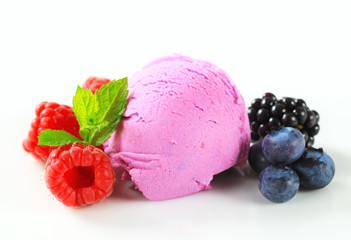 Fruit ice cream with fresh mixed berries