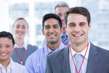 Business colleagues smiling at camera 