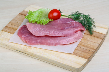 Raw pork schnitzel