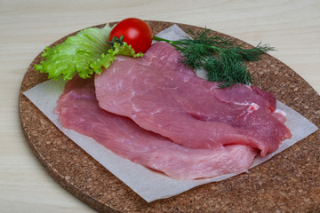 Raw pork schnitzel