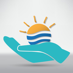 Sun in hand creative idea