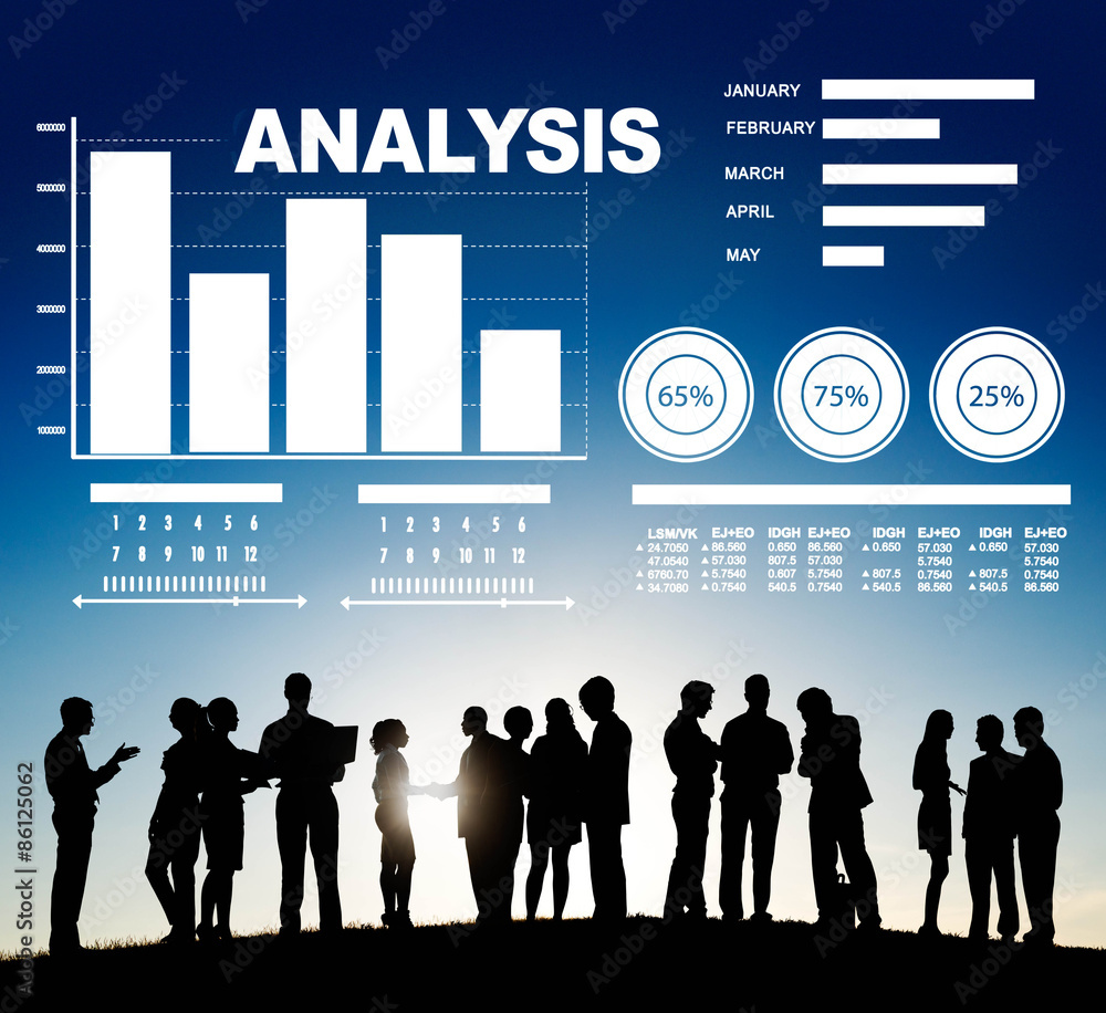 Poster analysis analytics bar graph chart data information concept