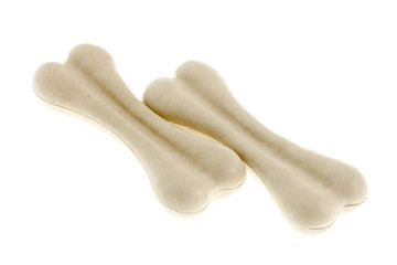 Two bones for dog (treat) isolated on white background