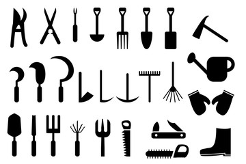 Set of Garden hand tools icon