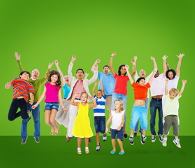 Obraz premium Children Celebration Jumping Ecstatic Happiness Concept