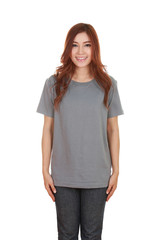 Obraz premium young beautiful female with blank t-shirt