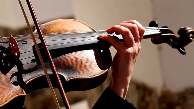 violin close-up, hands, girl playing
