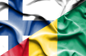 Waving flag of Guinea and Finland