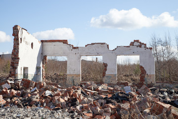 wall of a ruined house