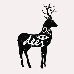 Grunge modern print or poster design with deer