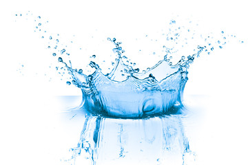 Fototapeta na wymiar blue water splash, isolated on white background