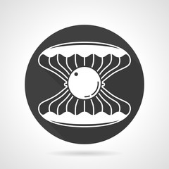 Sea shell black round vector icon