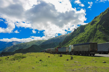 Fototapeta premium trucks on Georgian Military Road