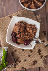 Chocolate ice cream with dark chocolate