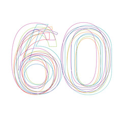 number 60 in outline - obrazy, fototapety, plakaty