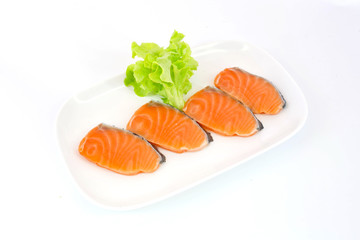isolated slice of salmon