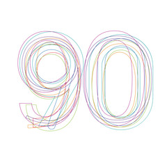 number 90 in outline - obrazy, fototapety, plakaty