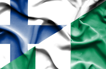 Waving flag of Nigeria and Finland