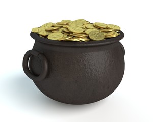 3d illustration of a pot of gold - 86134233