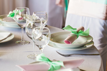 table set for wedding or another catered event dinner