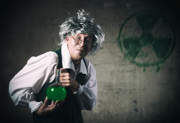 Portrait of a crazy scientist