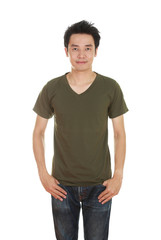 man with blank t-shirt