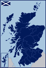 Blank Map and Flag of Scotland