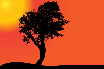 Vector silhouette of a tree.