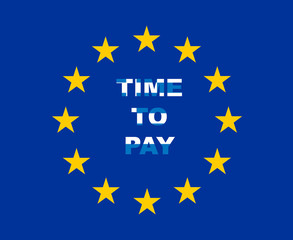 EU flag with Greece colored sign 