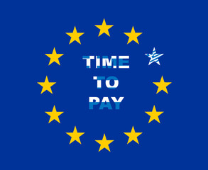 EU flag with Greece colored sign 