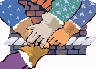 Pledge of allegiance, friendship concept. Vector
