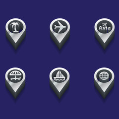 black and white travel icons. isometric