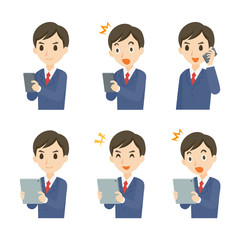 男性　ビジネス　ポーズ　セット