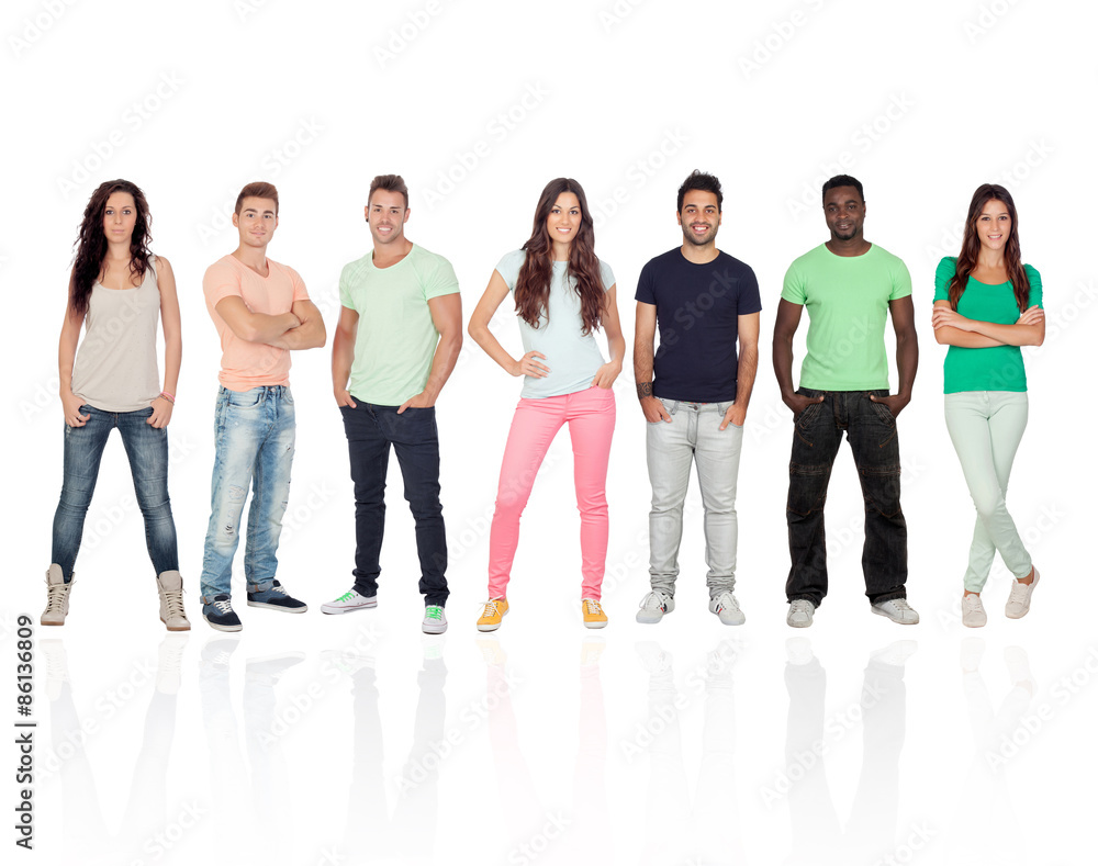 Wall mural casual young people with jeans