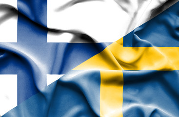 Waving flag of Sweden and Finland