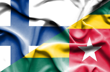 Waving flag of Togo and Finland