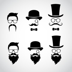 Retro gentleman icon set. Vector illustration.