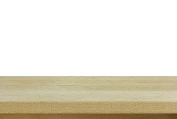 empty wooden table isolated on white