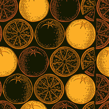 Seamless background with orange. Vector pattern.