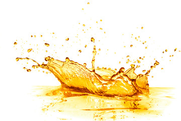 orange juice splash, isolated on white background