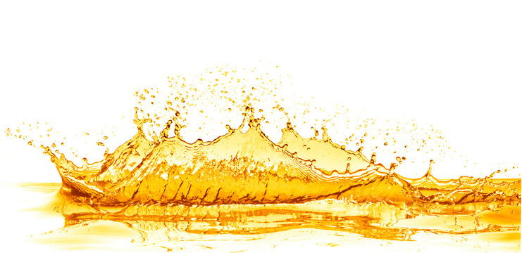 orange juice splash, isolated on white background