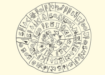 Historical finds, Ceramics Strange Disk. Vector