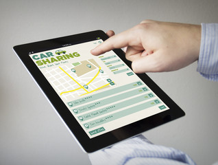 car sharing web on a tablet