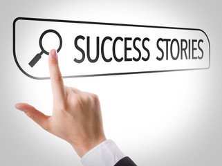 Success Stories written in search bar on virtual screen